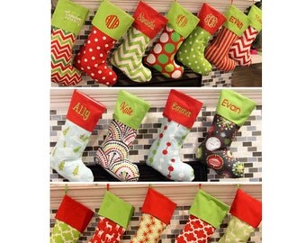 Christmas Stocking Christmas Stockings Personalized Christmas Stocking - 16 Patterns available - Price includes Personalization
