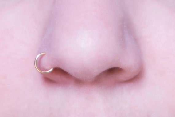 SMALL Fake Nose Ring 20 gauge Gold NO PIERCING Small