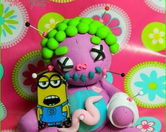 Girty McClumsy. Miniature Minion Voodoo Doll. Hand Sculpted Polymer Clay Figurine