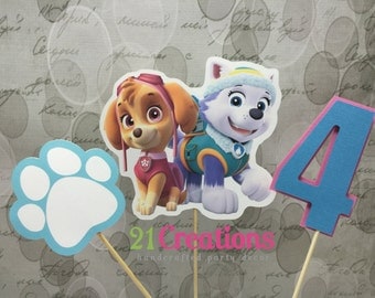 Paw Patrol Everest and Skye Centerpiece Insert or Cake Topper
