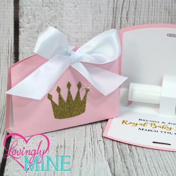 Lip Balm Holder Favor Bags Princess Pink Glitter Gold & White