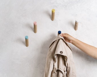 Wall Hooks, entryway coat hooks, Scandinavian modern home decor, wood wall pegs