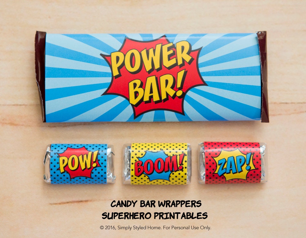 INSTANT Candy Bar Wrappers Superhero Teacher by SimplyStyledHome