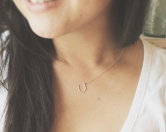 Horseshoe necklace, Horse shoe necklace, Handcrafted Horse Shoe Necklace, Lucky Charm Necklace, Hammered Horse shoe, Bridesmaid Necklace
