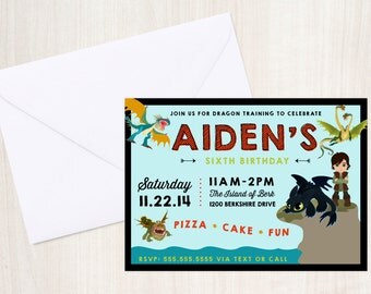 Dragon Party Invite - Dragon Training Party Invitation - Train Dragon - Party Supplies