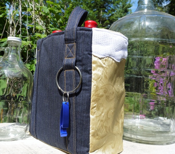 Bottle of Beer Bag 6 Pack Carrier Brew Bag GROWLER by BagAgain