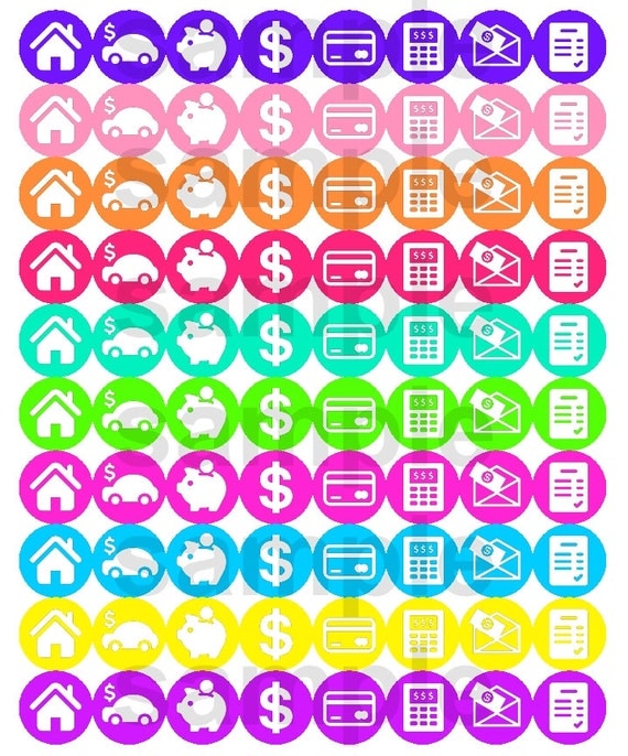 budget icons planner stickers debt budgeting colored by phiasticks