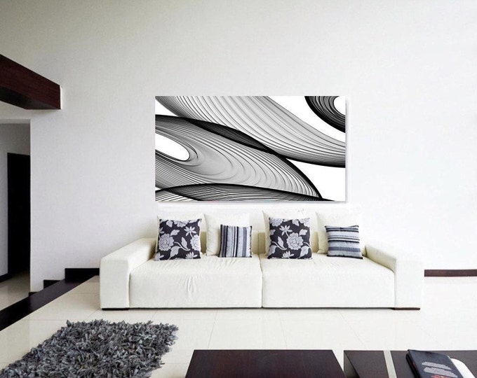 Abstract Black and White 21-43-56. Contemporary Unique Abstract Wall Decor, Large Contemporary Canvas Art Print up to 72" by Irena Orlov