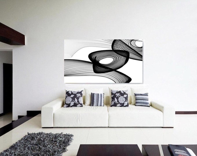 Abstract Black and White 22-16-25-1. Contemporary Unique Abstract Wall Decor, Large Contemporary Canvas Art Print up to 72" by Irena Orlov