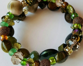 Wrap Bracelet, Glass, Multi Bead Bracelet