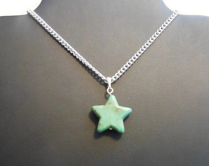 Instant jewelry star pendant, lot of 3 blue green stars, silver bail, natural gemstone, 22mm X 20mm, add to chain, charm bracelet, key ring