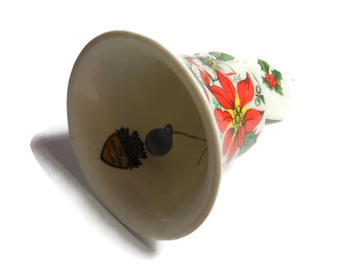 Royal Kendall fine bone china Christmas poinsettia holiday bell made in England.