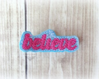 Christmas hair clip Believe Hair Clippie Pick one or two. Pick Left side or Right.