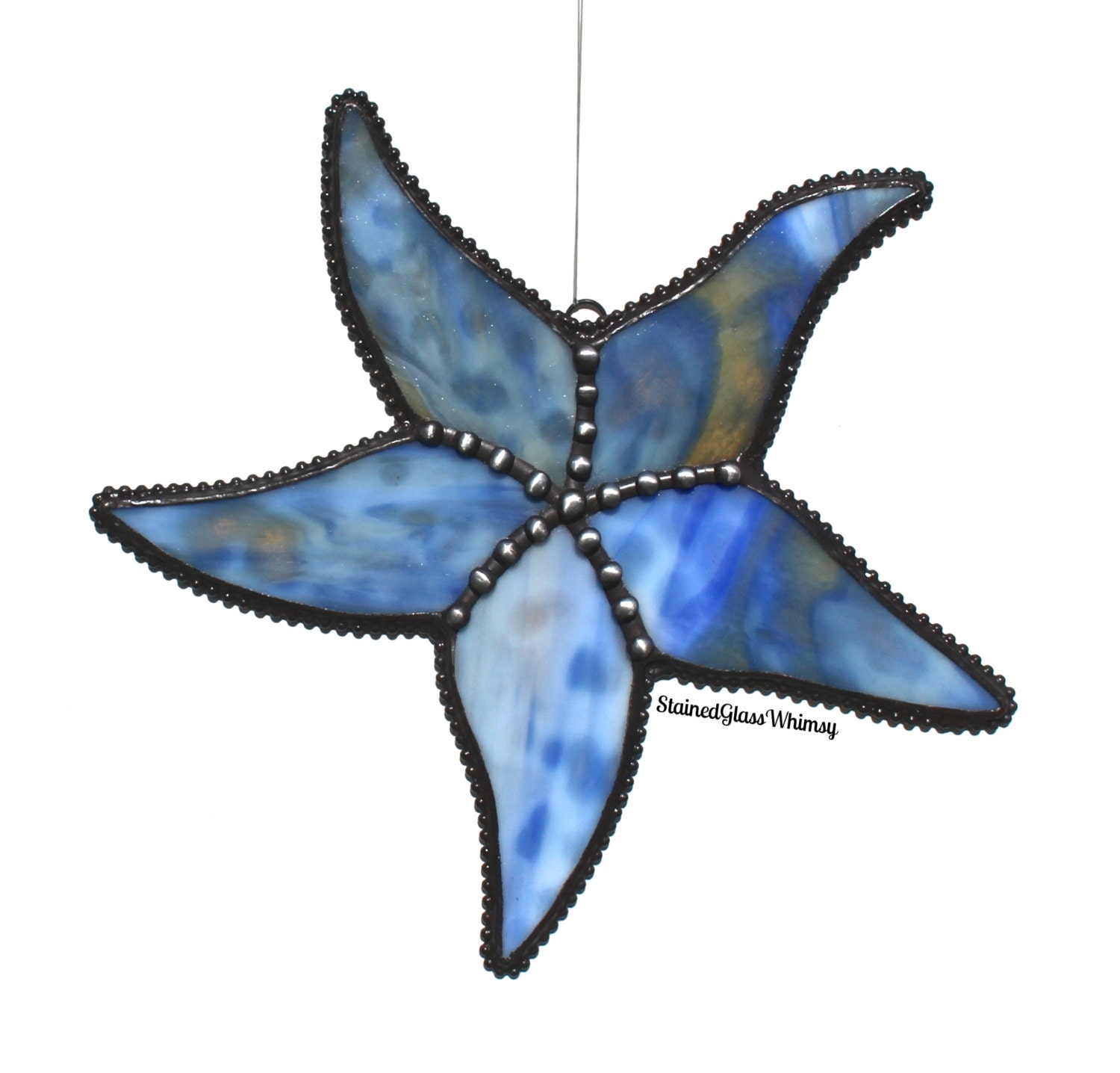 Stained Glass STARFISH Suncatcher Cobalt by stainedglasswhimsy