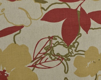Cotton Linen Upholstery Fabric Remnant, Floral Upholstery, Cotton Upholstery, Upholstery Remnant, Floral Fabric - 7/8 YARD - UF1751