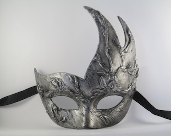 Masquerade Mask Women Goth Silver Halloween Mask Metal Asymmetrical Domino Roses