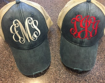 Monogrammed Trucker hat, Monogrammed hat, monogram hat, womens hat, monogram womens hat, trucker hat, mesh back, monogram, personalized hat