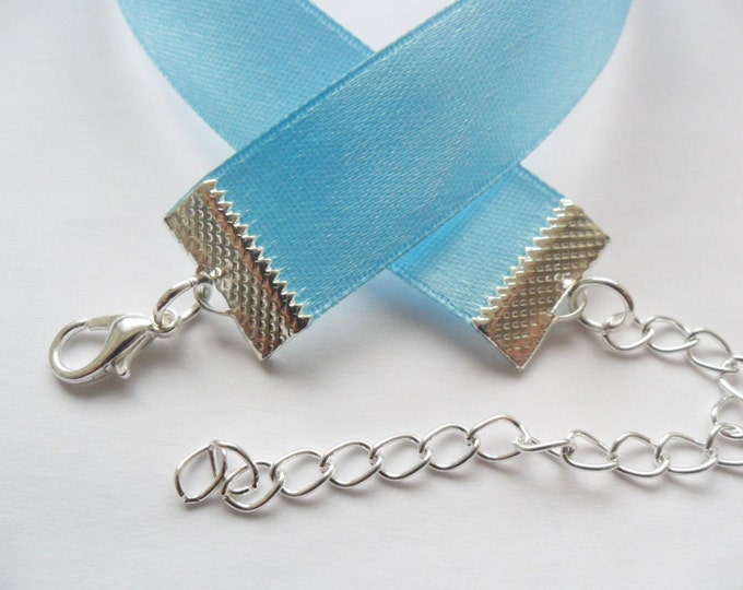 Satin Choker Necklace Light Blue with a width of 5/8” or 3/8" inch (pick your size) Ribbon Choker Necklace