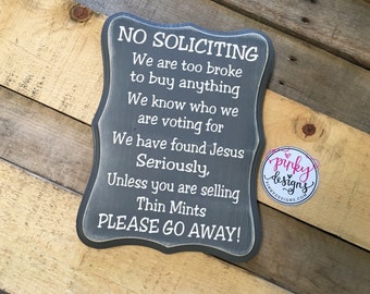 No Soliciting Sign | Funny No Soliciting Sign | No Soliciting Wood Sign | Girl Scout Cookies | Thin Mints