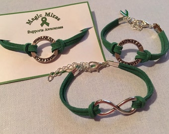Depression Awareness Bracelet, Green Bracelet Mental Health Awareness, Bipolar Awareness Bracelet, Green Awareness Bracelet