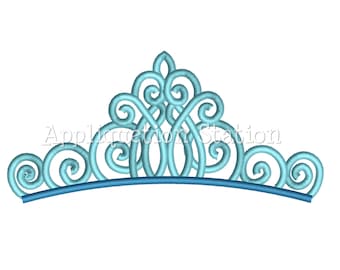 Fancy Tiara Crown Machine Embroidery Design Aqua Birthday Princess INSTANT DOWNLOAD
