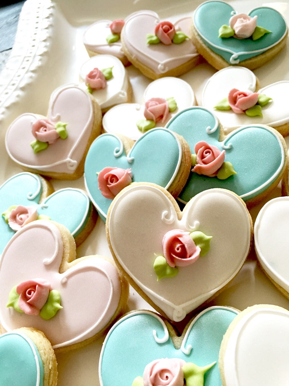 24 Pcs. Assorted Color Heart Cookie Favor- Wedding Favors, Bridal