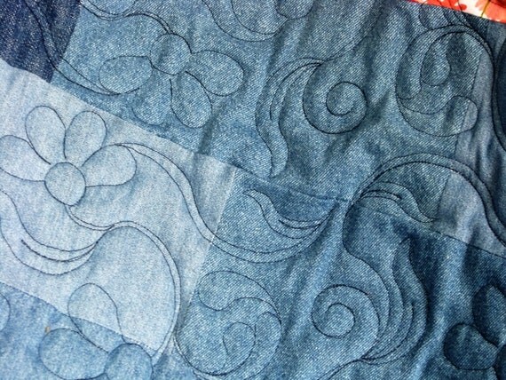 Quilt Denim and Flannel Lap Quilt Denim Daisies Quilt
