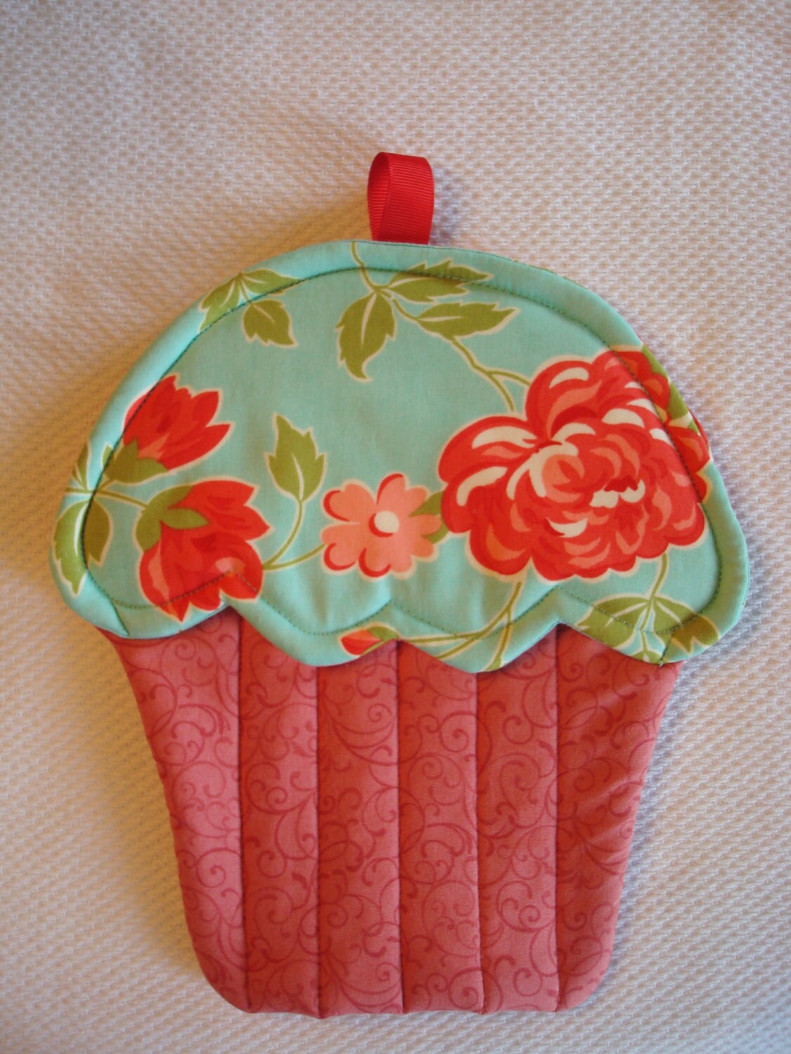 Floral Cupcake Shaped Potholder