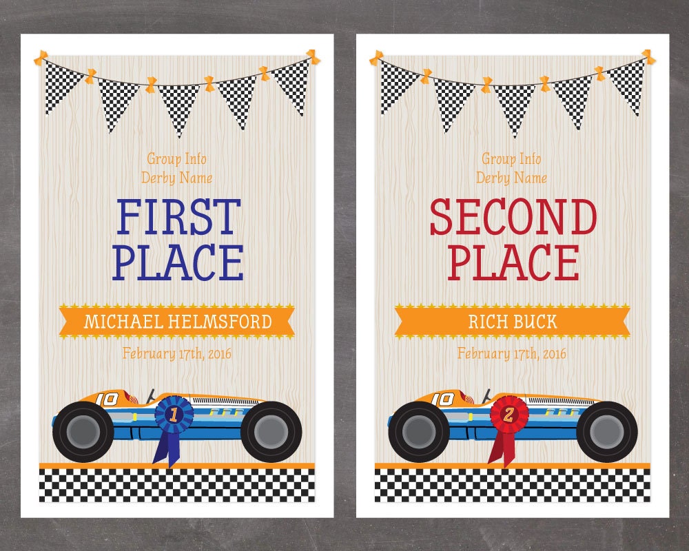 Editable Derby Place Award Certificates 1st 2nd 3rd