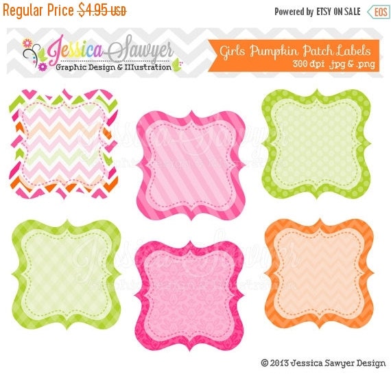 80% OFF - INSTANT DOWNLOAD, girls pumpkin patch labels, printable labels, digital frames, for personal use, commercial use, scrapbooking, pa Il_570xn
