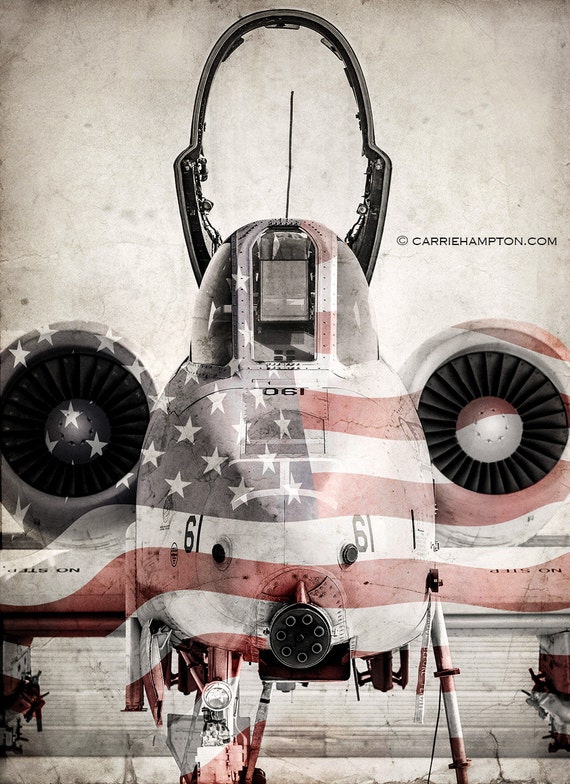A10 Warthog Attack fighter jet fine art print american flag
