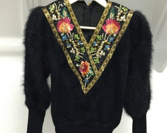 Vintage / Beaded / Sweater Made In Hong Kong / Christmas **Reduced Price**
