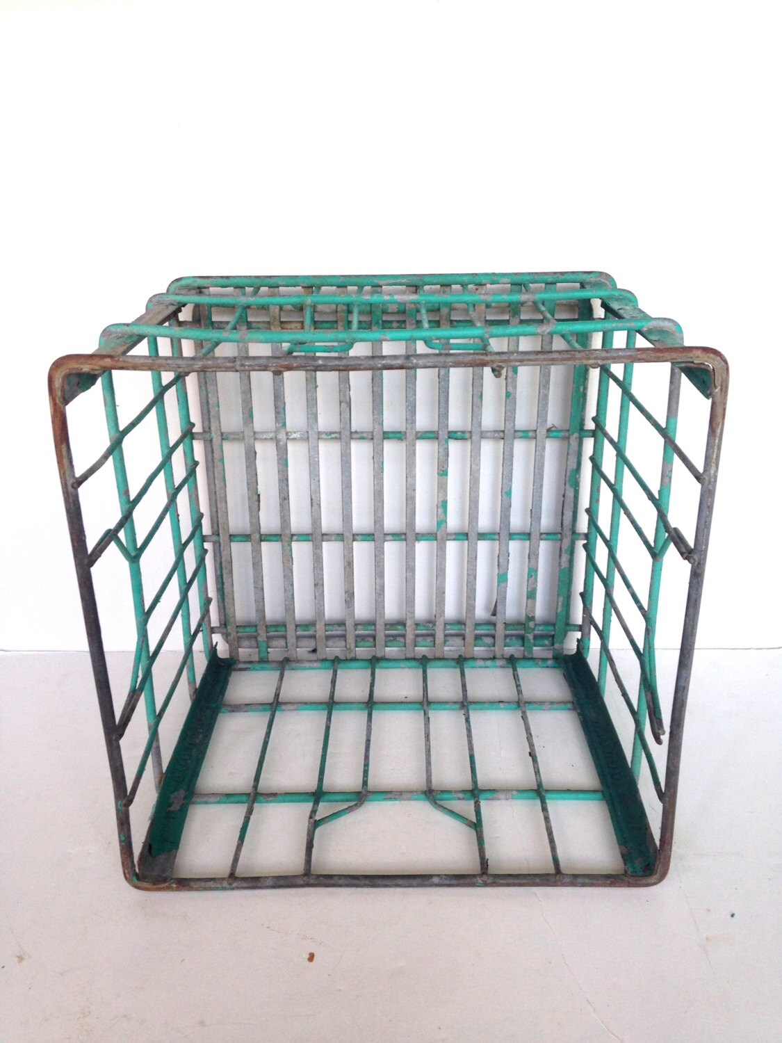 Antique Milk Crate 1953 Borden's Milk Crate Wire Bottle