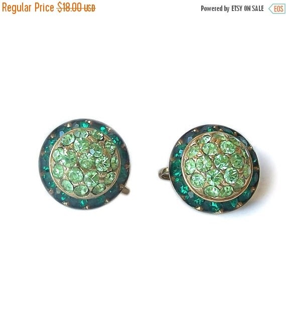 Vintage Coro Earrrings Emerald Peridot Green by MargsMostlyVintage