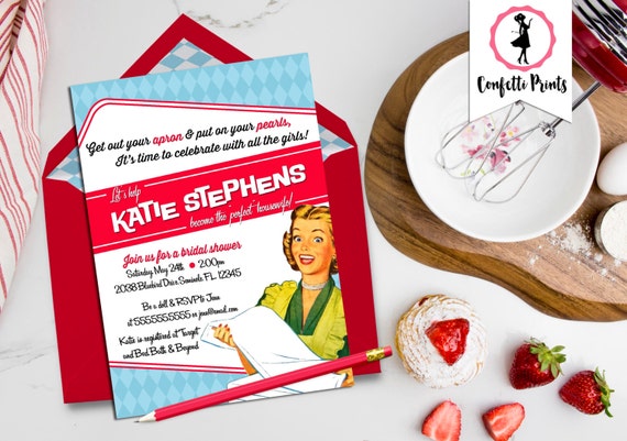 Retro Housewife Bridal Shower Invitation - PERFECT HOUSEWIFE | 50s Housewife | Retro Bridal Shower | 1950s | Printable Il_570xn