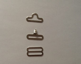 10 Bow tie hardware - hardware for Bow Ties - adjustable hardware- 10 sets, for Adjustable sizes - 3 piece sets - Black or Silver color