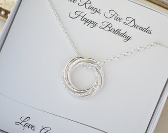 50th Birthday necklace for wife, 50th Birthday gift for women, 5th Anniversary gift for her,Birthday gift, Sister necklace, Gift for mom