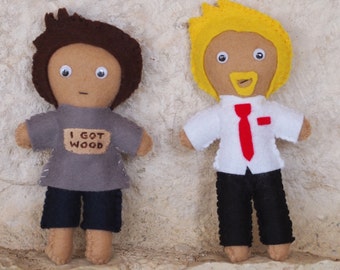 Shaun of the Dead Inspired Felt Plush Figures set of two - Shaun & Ed