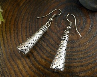 Ethnic Tribal Hmong Miao Silver Filigree Drop Dangle Earrings