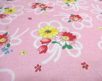 Japanese Fabric YUWA Race Ribbon Flower Pink Fat Quarter