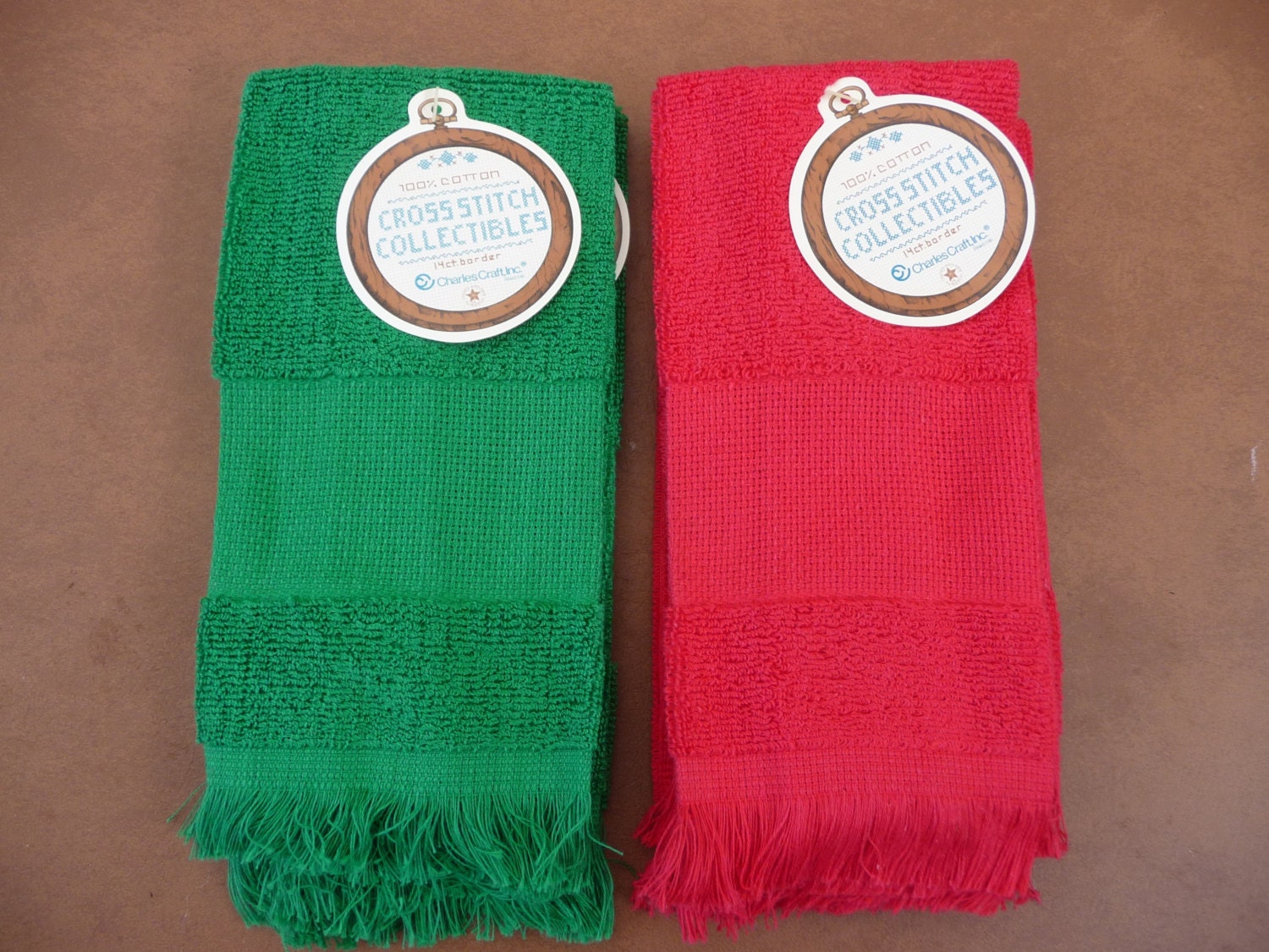 Hand towels with Aida cloth borders