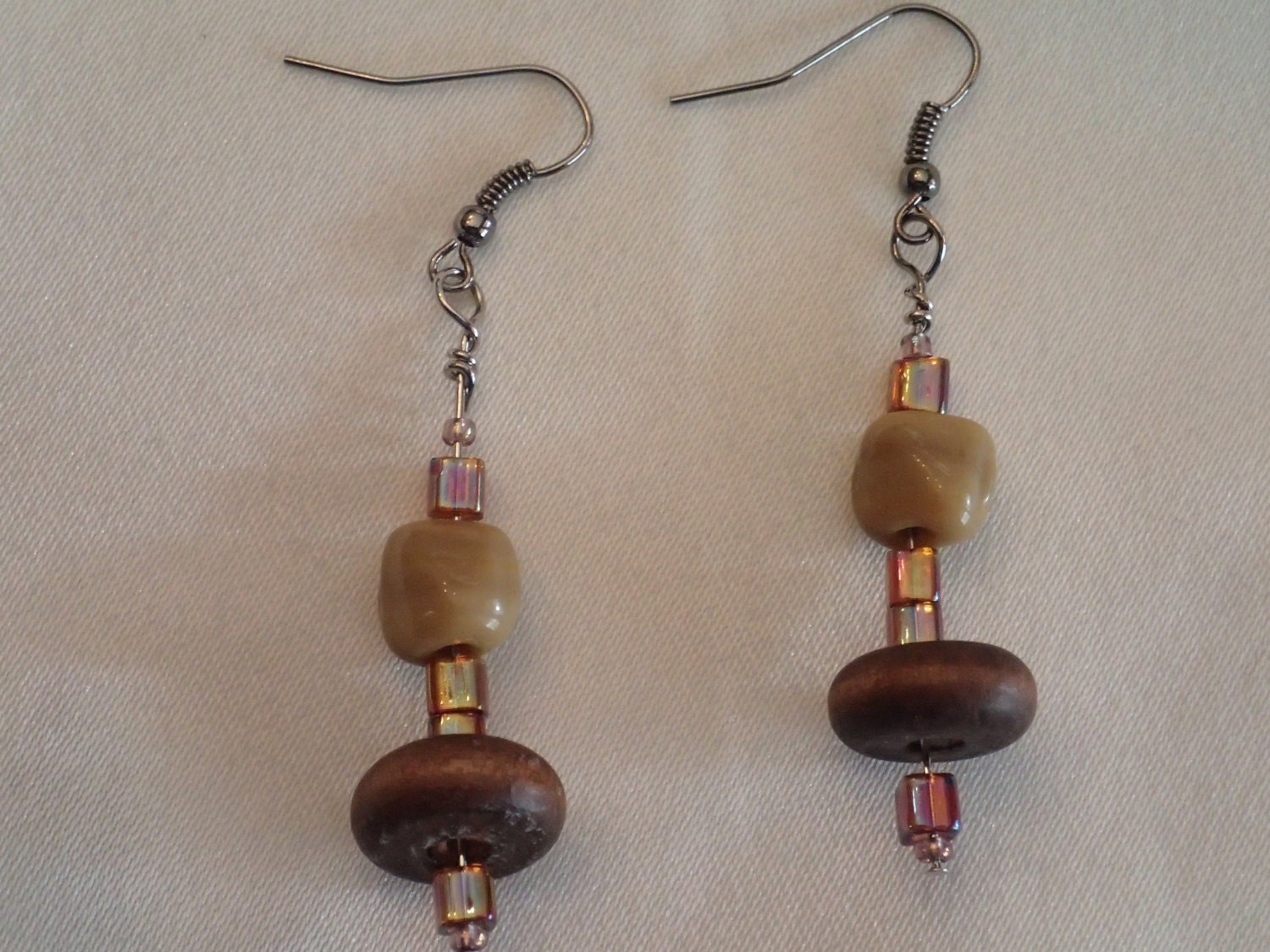 Brown beaded earrings