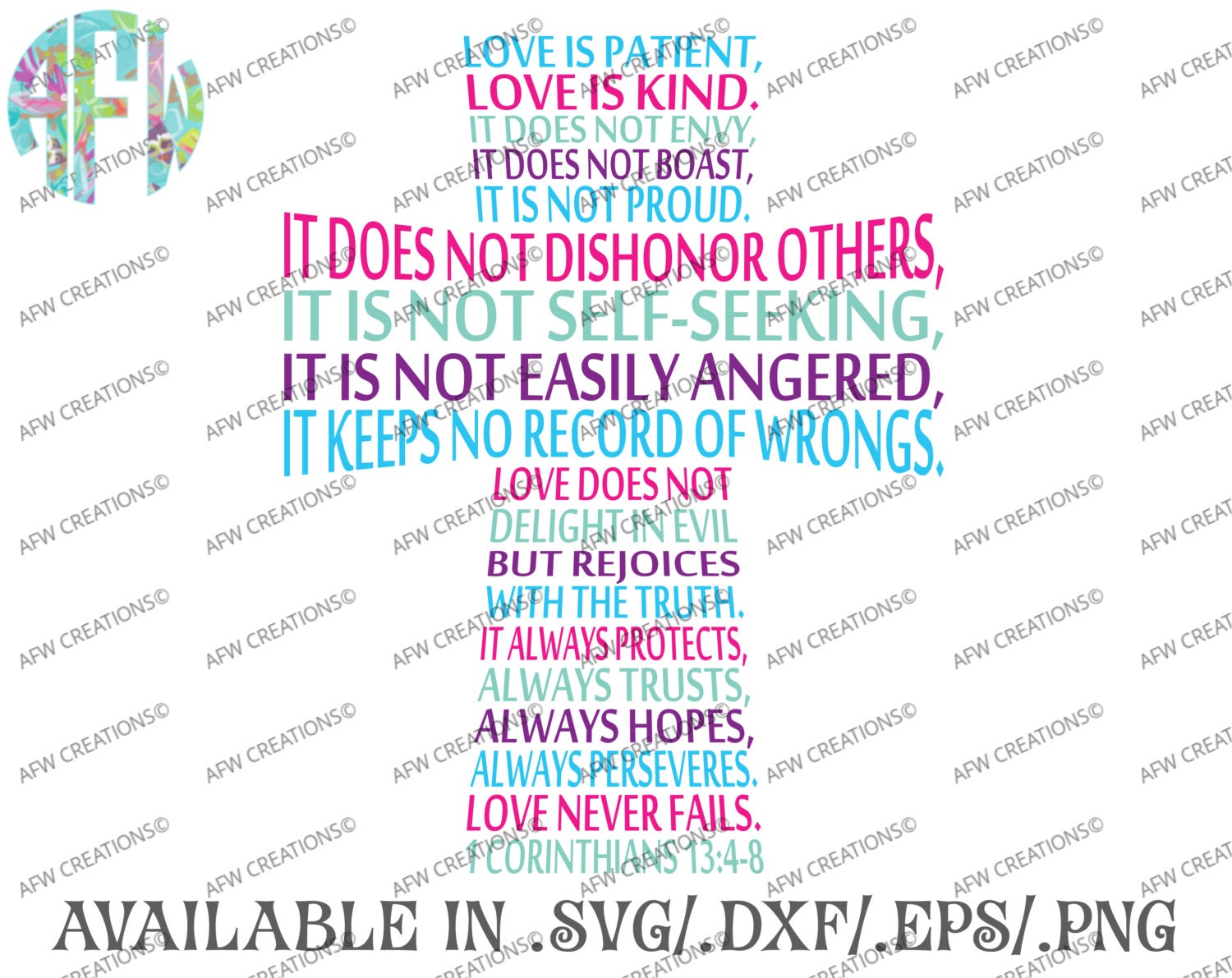 Download Digital Cut File Love is Patient Cross SVG by AFWifeCreations