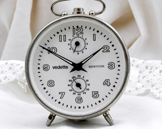 Working Vintage Mid Century West German Chromed Metal Mechanical Alarm Clock, Vintage Decor, Interior Design, Timepiece, Bedroom, Retro Home