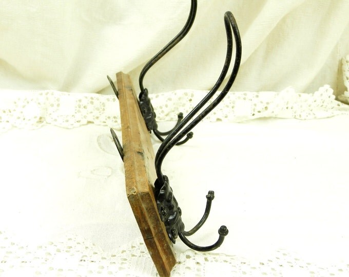 Antique French Wooden and Metal Coat Hook / Coat Rack / Retro Vintage Home Interior / European / Industrial Decor / Diy / Home Improvement Antique French Wooden and Metal Coat Hook / Coat Rack / Retro Vintage Home Interior / European / Industrial Decor / Diy / Home Improvement