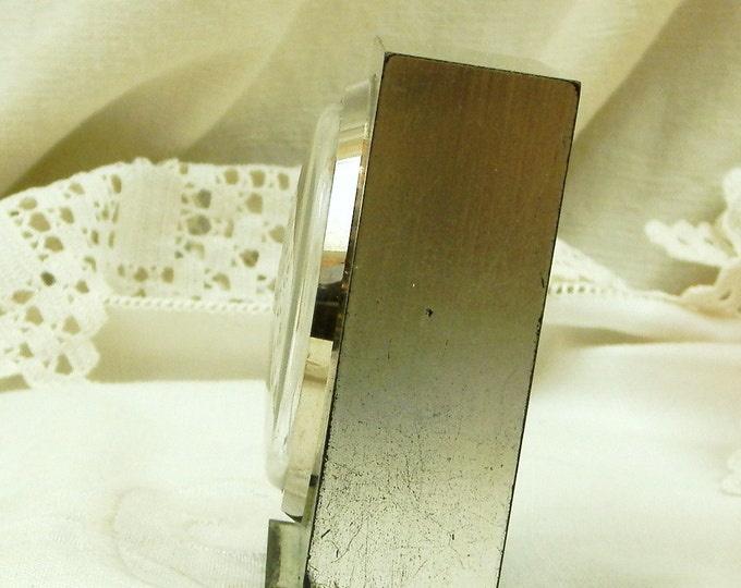 Working Vintage Mid Century 60s / 70s German Wind Up Mechanical Silvoz Alarm Clock, European MidCentury Decor, Bedroom Bedside Timepiece