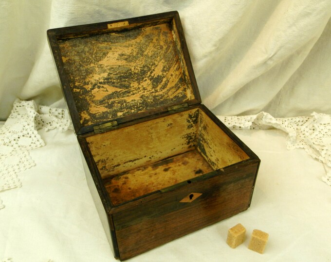 Antique French Victorian Inlaid Wooden Sugar Box, Napoleaon III Caskette for Sucre from France, Chateau Chic Brocante Retro Home Decor Antique French Victorian Inlaid Wooden Sugar Box, Napoleaon III Caskette for Sucre from France, Chateau Chic Brocante Retro Home Decor