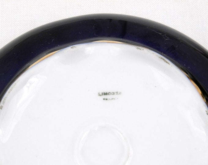 Vintage French Bone China from Limoges Blue and Gold Glaze Powder Pot / French Decor / Chateau Chic / Dressing Table Make Up / Retro Home Vintage French Bone China from Limoges Blue and Gold Glaze Powder Pot / French Decor / Chateau Chic / Dressing Table Make Up / Retro Home