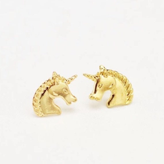 Unicorn Earrings Unicorn Stud Earrings Gold by TheGlitteredGal