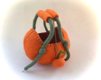 Pumpkin Basket. Handfelted .Felted bag,Bowl,gevilt,Filz,Waldorf.Wet felted.